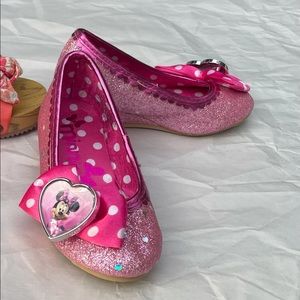 Minnie Mouse Pink Glitter Kids Bow Wedges (5/6)